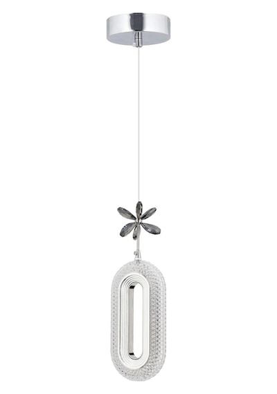 Led Alfa Tekli Gümüş 3 Renk Ledli Kristal Taşlı Modern Led Avize Krom