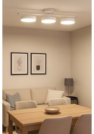 Tual Modern Salon Yatak Odası Giyinme Odası Mutfak Beyaz Işık Ledli Beyaz Renk 3 Lü Led Avize Beyaz3 Beyaz3