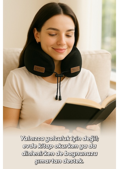 Viscofoam Cosy Ortopedik Seyahat Yastığı Visco Boyun Destekli Seyahat Yastığı - Siyah | Ergo Travel