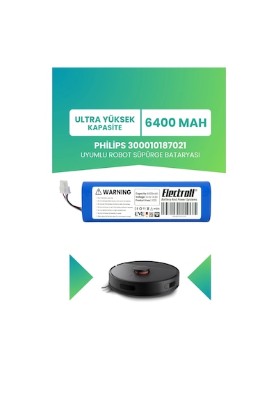 Philips Uyumlu 300010187021 Robot Süpürge Bataryası Yüksek Kapasite