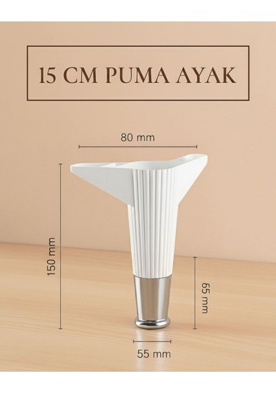 Puma 15 Cm Beyaz-krom 6'lı Set Mobilya Kanepe Tv Ünitesi Dolap Konsol Ve Destek Ayağı Beyaz-krom