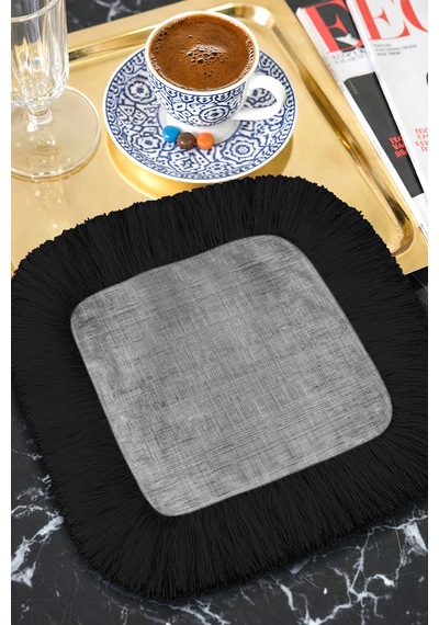 Lüks Modern Saçaklı Gösterişli Sunum Servis Altlığı Mendil - Rustik Gri Siyah Sunumluk Peçete Mat Fırtına Yosun Lüks Modern Saçaklı Gösterişli Sunum Servis Altlığı Mendil - Rustik Gri Siyah Sunumluk Peçete Mat Fırtına Yosun