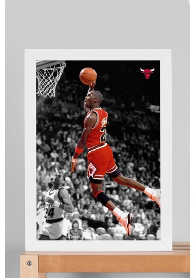 Michael Jordan Smaç Çerçeveli Tablo - Basketbol Nba Posteri Tablo
