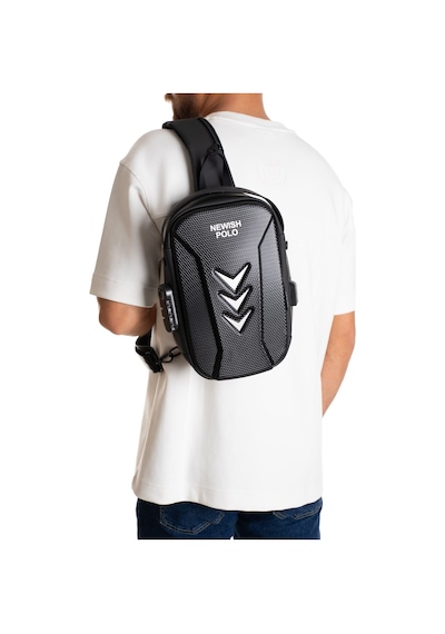 Newish Polo Erkek Şifreli Kilitli Su Geçirmez Sling Bag 404 Çapraz Omuz Ve Sırt Çantası - New404 Siyah