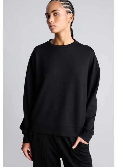 Defacto Oversize Düşük Omuz Bisiklet Yaka Skuba Dalgıç Kumaş Basic Sweatshirt I9314ax26aubk81 Siyah-bk81