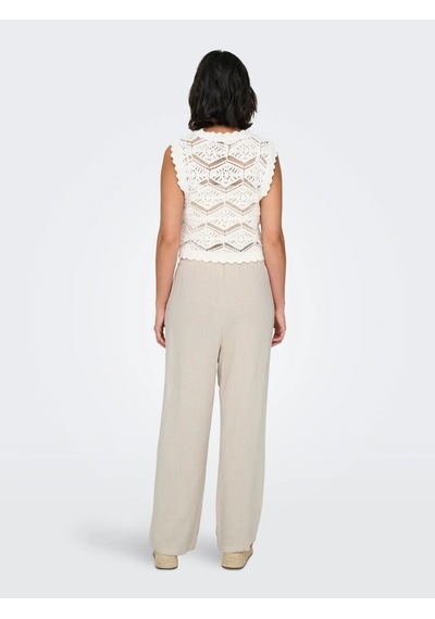 Only Onlsıesta Mw Pull-up Linen Bl Kadın Keten Pantolon 15322263 Bej