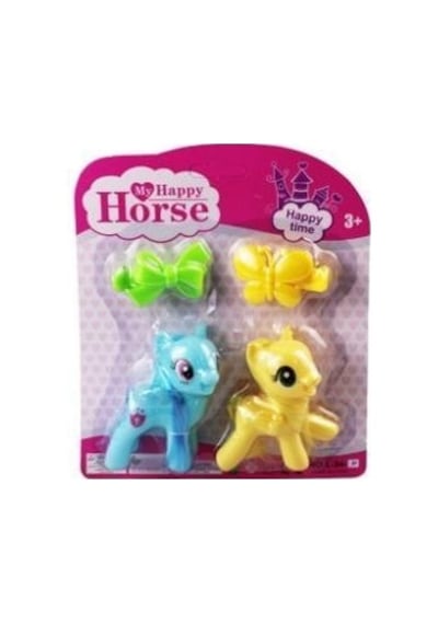 L-34-10 - Pony 2 Li Figür Set Tokalı Kartela Mavi Lisinya
