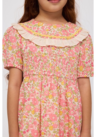 Panço Liberty Kumaş Çiçek Desenli Kız Çocuk Elbise 5621gk26006 Pembe