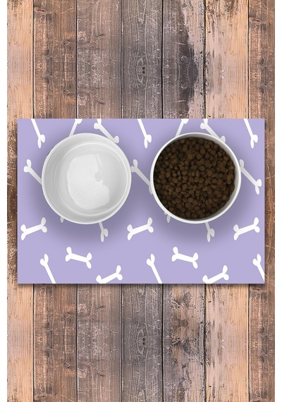 Evaşk  Vinil Kaymaz Tabanlı Keçe Baskılı Evcil Hayvan Pet Mama Paspası 40x60 Renk MOR PM39LMOR