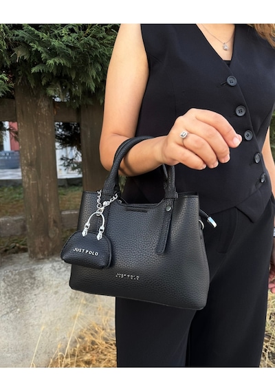 Just Polo Yeni Sezon 3 Bölmeli Yumuşak Deri Şık El Ve Omuz Çantası Shopper 22 X 18 Cm Siyah