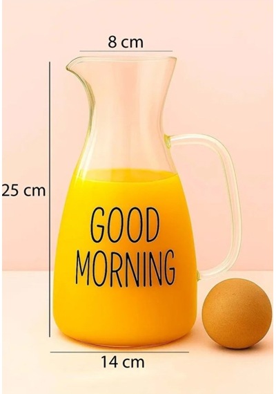 Reoona Good Morning Cam Sürahi Ve 2 Li Kupa Seti Mantar/küre Kapaklı, 3 Parça Kahvaltı & İçecek Seti Şeffaf