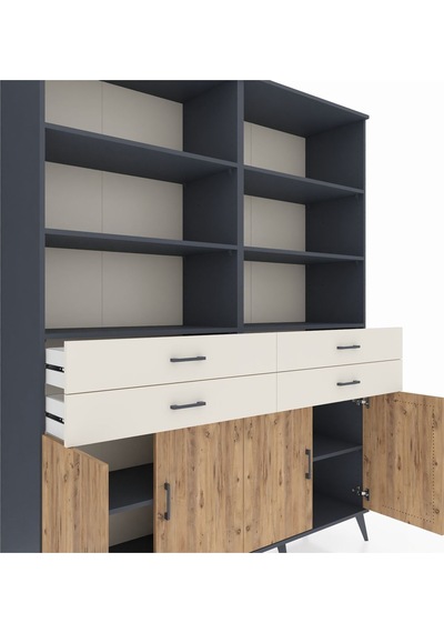 Hyperion Gardrop 8 Raflı 4 Çekmeceli 4 Kapaklı 176x44x221 Antrasit-çam/aytaşı Çam/aytaşı Hyperion Gardrop 8 Raflı 4 Çekmeceli 4 Kapaklı 176x44x221 Antrasit-çam/aytaşı Çam/aytaşı