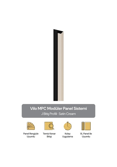 Vilo Mpc J Bitiş Profili Satin Cream 300cm Xl Duvar Paneli Kenar Ve Dış Köşe Bitişi