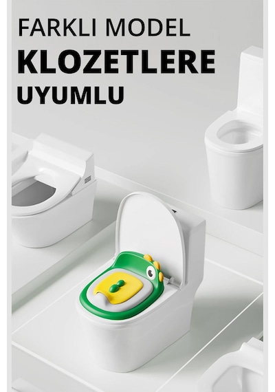 Wellgro Dino 2'si 1 Arada Bebek Lazımlık ve Tuvalet Adaptörü - Yeşil