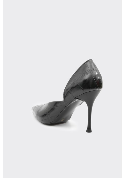 Derinet Dekolteli Kadın Stiletto Siyah Siyah