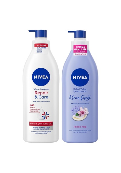 Lexroo Kiraz Çiçeği Vücut Losyonu Ve Repair&care Nemlendirici Losyon 400ml, Rahatlatıcı, Kuru Cilt