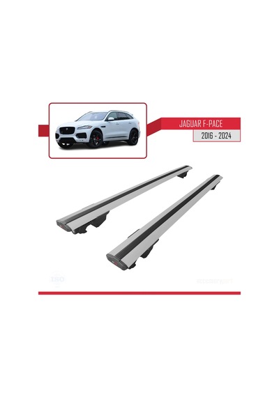 Jaguar F-pace 2016 Ve Sonrası İle Uyumlu Hook Model Anahtar Kilitli Ara Atkı Tavan Barı Gri