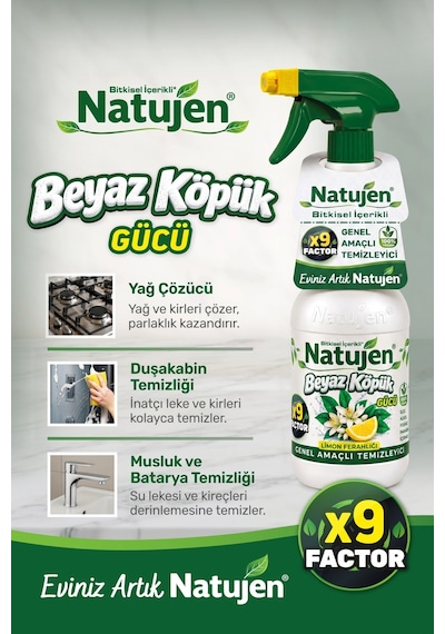 Natujen Genel Amaçlı Temizleyici Beyaz Köpük Gücü Limon Ferahlığı X9 Factor 1000 Ml.