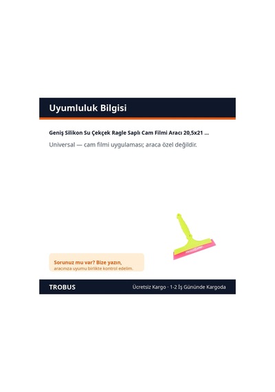 Trobus Geniş Silikon Su Çekçek Ragle Saplı Cam Filmi Aracı 20,5x21 Cm Yeşil Pembe
