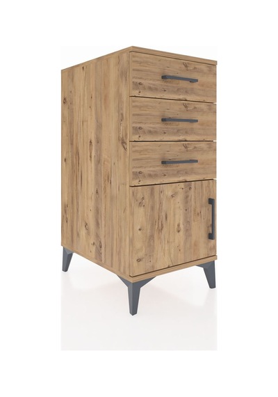 Kronos Komodin 3 Çekmeceli Tek Kapaklı 44x59x96 Çam-çam Çam