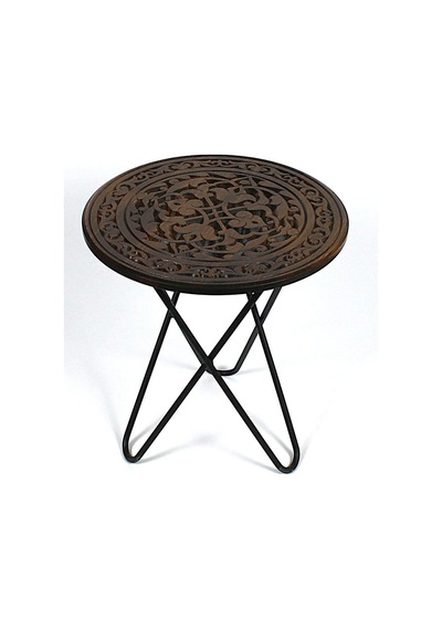 Ahşap Oymalı Yuvarlak Sehpa 40 Cm