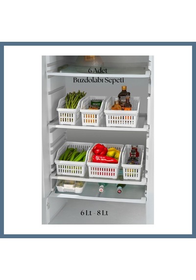 Buradabulabilirsin 6 Lı Buzdolabı Organizeri Düzenleyici Çok Amaçlı Dolap Düzenleyici Beyaz 12x30x14 Cm Bbz