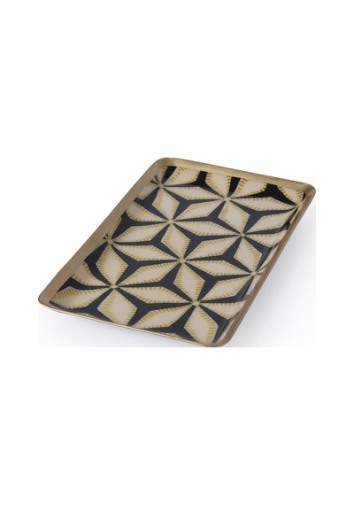 Yargıcı Geometrik Desenli Alüminyum Dikdörtgen Tepsi 15x10x1 Cm 26knhs1029c St
