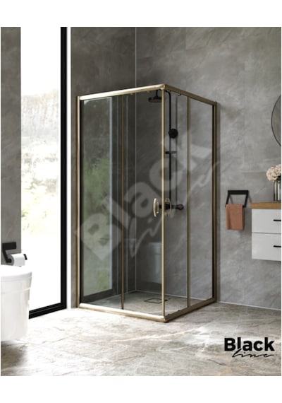 Blackline Bronz Köşe Duşakabin 5Mm Temperli Cam H:190 110 x 130 CM