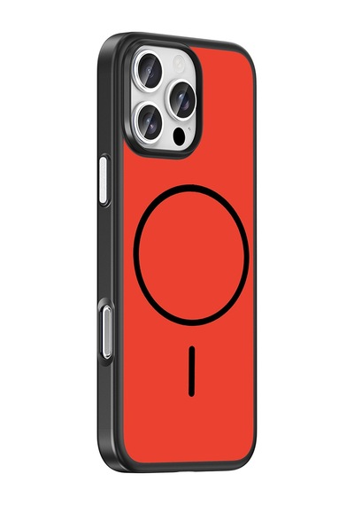 İphone 16 Pro Kılıf M-safe Şarj Özellikli Zore Lora Pc Kapak - Kırmızı-gri