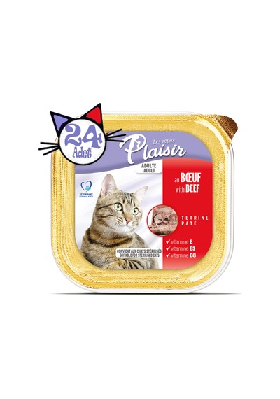Plaisir Pate Sığır Etli Yetişkin Kedi Yaş Mama 24 x 100 G
