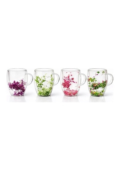 Çift Camlı Çiçekli Kupa Bardak Alk4468