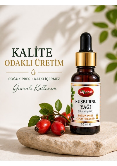 Kuşburnu Yağı 20 Ml Soğuk Pres Saf Cilt Bakım Yağı Yüz İçin Yoğun Nem Ve Işıltı Etkisi