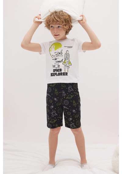Defacto Erkek Çocuk Baskılı Kısa Kollu Şort Pijama Takım Z9175a623smwt34 Beyaz Defacto Erkek Çocuk Baskılı Kısa Kollu Şort Pijama Takım Z9175a623smwt34 Beyaz