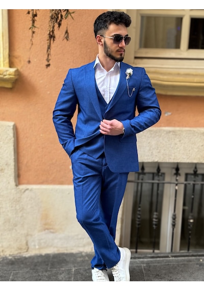 Dupont Classics Dupont Erkek Slim Fit 6 Drop Çift Yırtmaç Yelekli Takım Elbise Açık Lacivert Dupont Classics Dupont Erkek Slim Fit 6 Drop Çift Yırtmaç Yelekli Takım Elbise Açık Lacivert