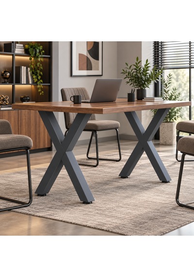 Evkolleksiyon X Tipi Metal Masa Ayağı 2 Li Takım 72x60 Cm 60x60 Profil Antrasit