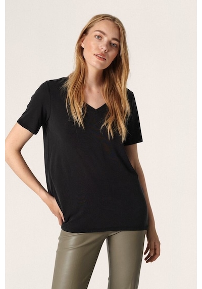 Kadın V Yaka Tshirt Spr24tsk40 Black