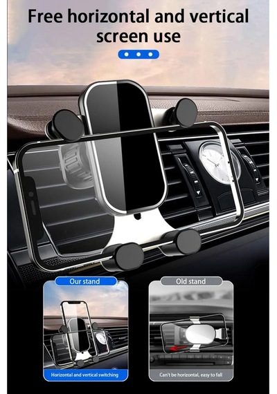Araç İçi Ahtapot Telefon Tutucu Yatay Dikey Kullanılabilir Havalandırmaya Takılan Car Holder Tutucu Siyah