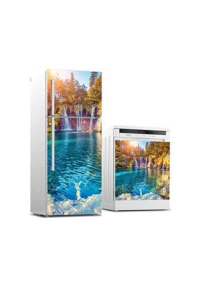 Buzdolabı Ve Bulaşık Makinası Beyaz Eşya Sticker Kaplama 3D Şelal