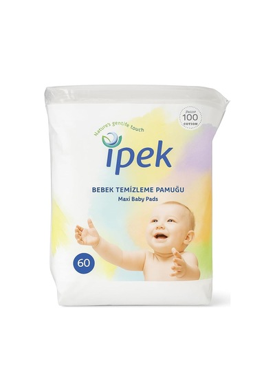 Bebek Temizleme Pamuğu 60'li %100 Saf Pamuk Maxi Baby Pads / Ultra Yumuşak, Hipoalerjenik, Hassas Cilt Bebek Temizl