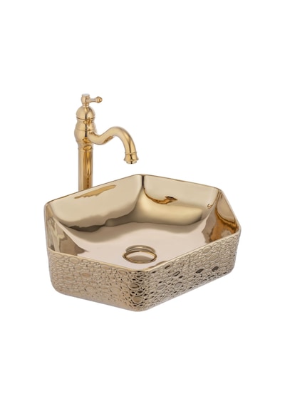 İsaoğlu Yapı Gold Çanak Lavabo Seramik Banyo Lavabosu Altın 47x36 Armatür Hariçtir Gold