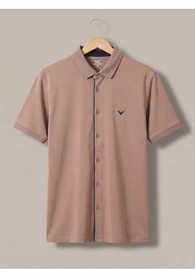 Maccali Erkek Kahve Kısa Kollu Basic Polo Yaka Gömlek