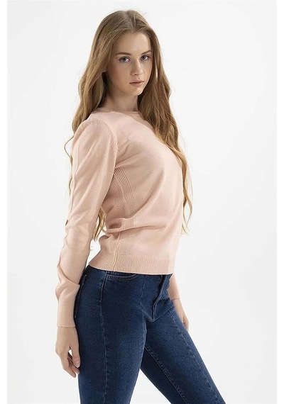 Fashion Friends Kadın Bisiklet Yaka Kazak 23k0245k1 Pudra