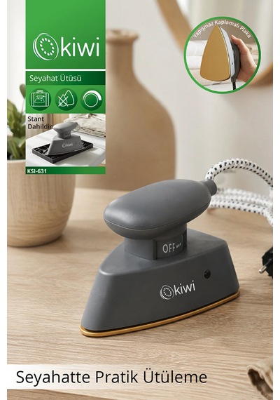 Ksı-631 Seyahat Ütüsü Kompakt Tasarım Yapışmaz Taban Isıya Dayanıklı Stand