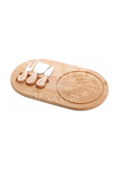 Bambu 4 Parça Peynir Sunum Tahtası Seti 33cm Bmb44 Çok Renkli