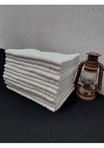 12'li Otel Banyo Paspası Beyaz 50x70 | Ayak İzli %100 Pamuklu Bukle Ayak Havlusu