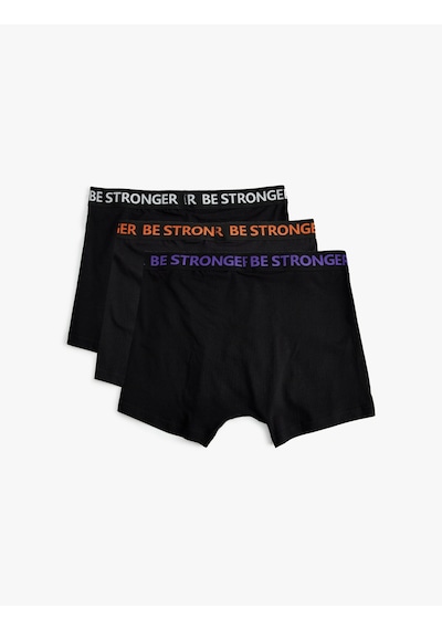 Koton 3'lü Boxer Seti Slogan Baskılı Pamuklu Siyah 5slm90015mk Siyah
