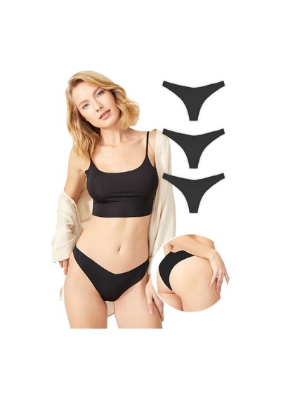 Cottonhill Basic İz Yapmayan Lazer Kesim Kadın Brezilya Külot 3'lü Paket - 6 Renkli5 Çok Renkli