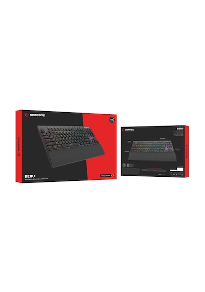 Rampage Beru Siyah 2.4g + Bt Wireless Red Swıtch Mekanik Gaming Oyuncu Klavye Slim Low Profile Rgb Tkl