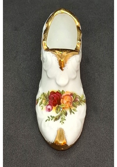 Old Country Roses Bone China Porselen Antika Minyatür Ayakkabı Kase 11 Cm X 3 Cm Yeşil