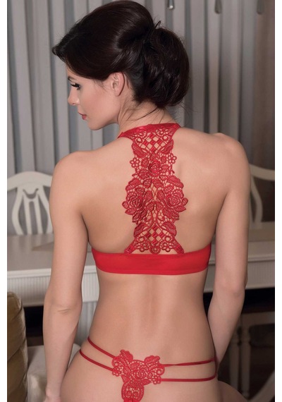 MAN4683-1005 Anıl İç Giyim Kadın Balenli Destekli Dolgulu Askıları Çıkabilen Önden Açılan Sırt Dekolte Sütyen ve String Takım (4683) Çok Renkli